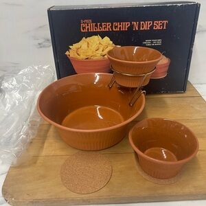 Vintage Terra ware chip n dip set chiller bar party bowls
